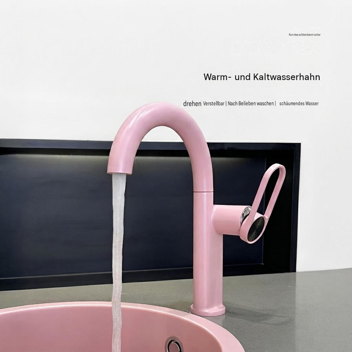 WASCHTISCHARMATUR, 29,5 x 20 cm, Sicherung - Pink, Metall (47.8/8/29.5cm) - Vallsero