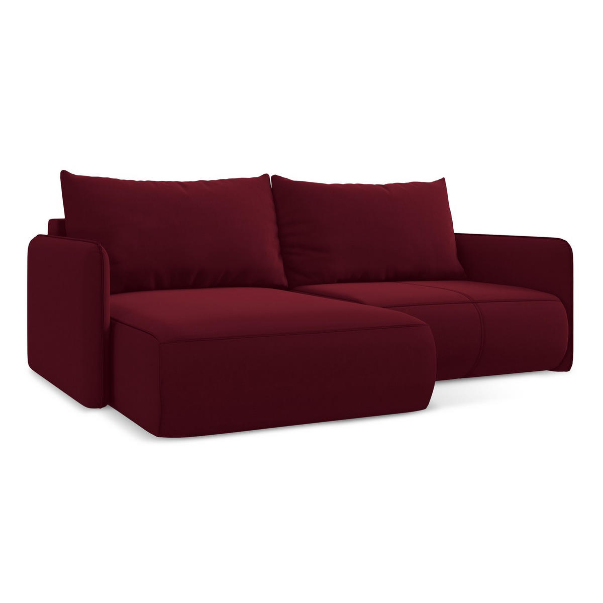ECKSOFA mit Schlaffunktion Samt Stoff Rot - Bordeaux/Rot, Kunststoff/Textil (148/207cm) - LaMiaSofa