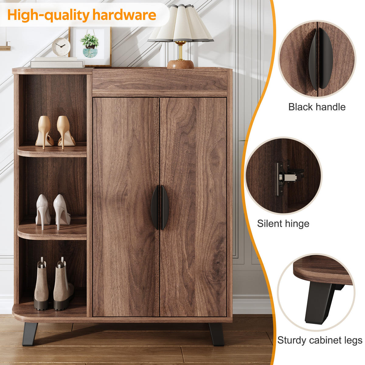 SCHUHSCHRANK Walnuss 80/32/99 cm - Walnussfarben, Holzwerkstoff (80/99/32cm) - PANGIVO