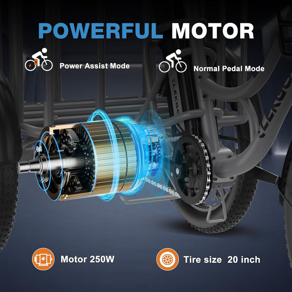 E-BIKE EGO 03S 48V 18Ah großer Front und Heckkorb, max. Zuladung 125 kg - Grau, Metall (66cm) - ELEKGO