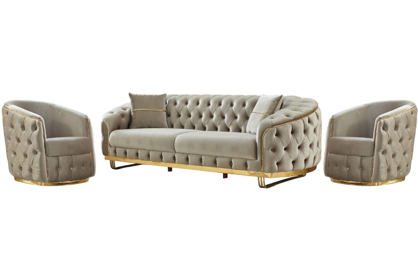 SITZGARNITUR Bellezza Taupe Stellvariante:2+1+1 - Taupe, Holz (175/85/95cm) - Villa Möbel