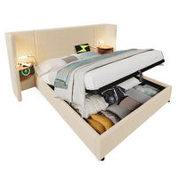 POLSTERBETT 160/200 cm Beige-Weiß aus Cordstoff mit Stauraum - Beige, Textil (160/200cm) - OKMYHOME
