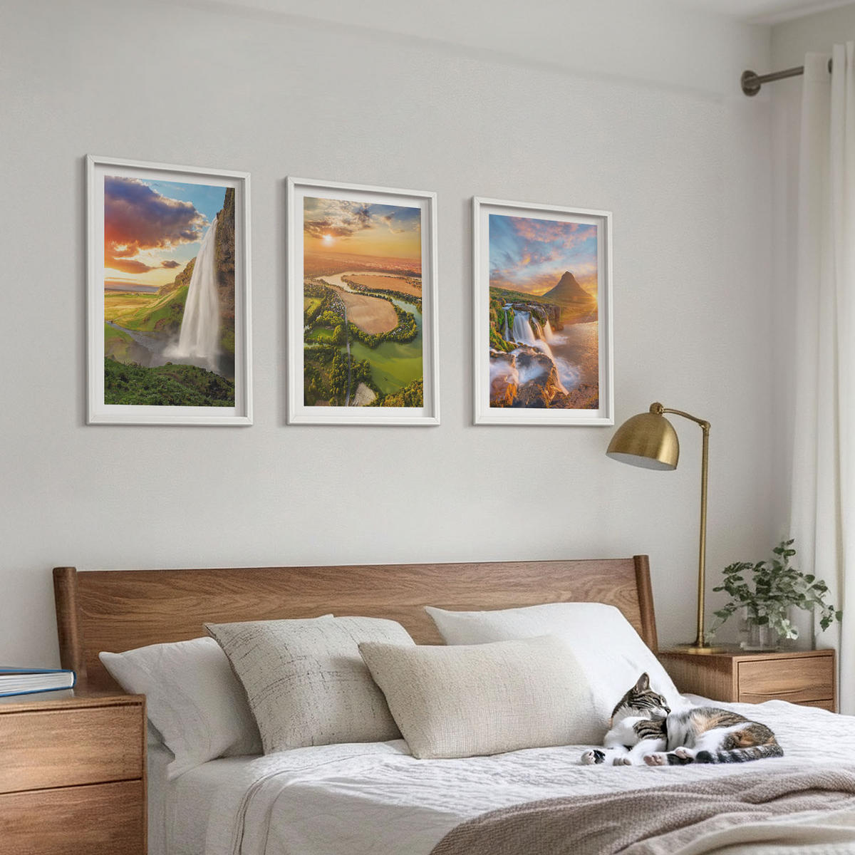 WANDBILDER 3er-Set - 40x60 cm Weißer Rahmen - Wasserfälle Landschaften im Westen - Weiß, Kunststoff (40/60cm) - ArtPrintCave