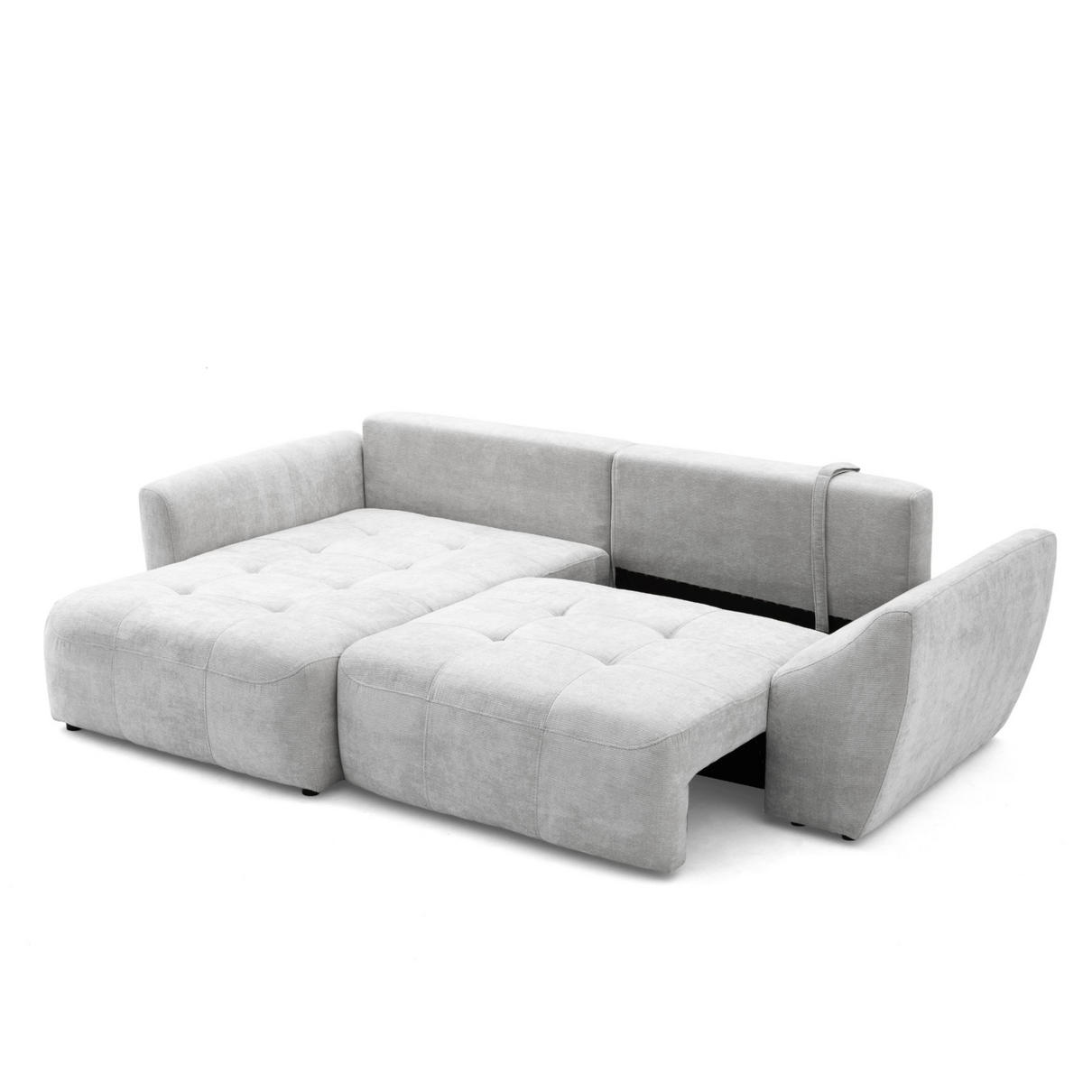 ECKSOFA NICE L Links mit Schlaffunktion 137x204 Chenille Hellgrau - Hellgrau/Schwarz, Holz/Textil (260/165cm) - Muffo
