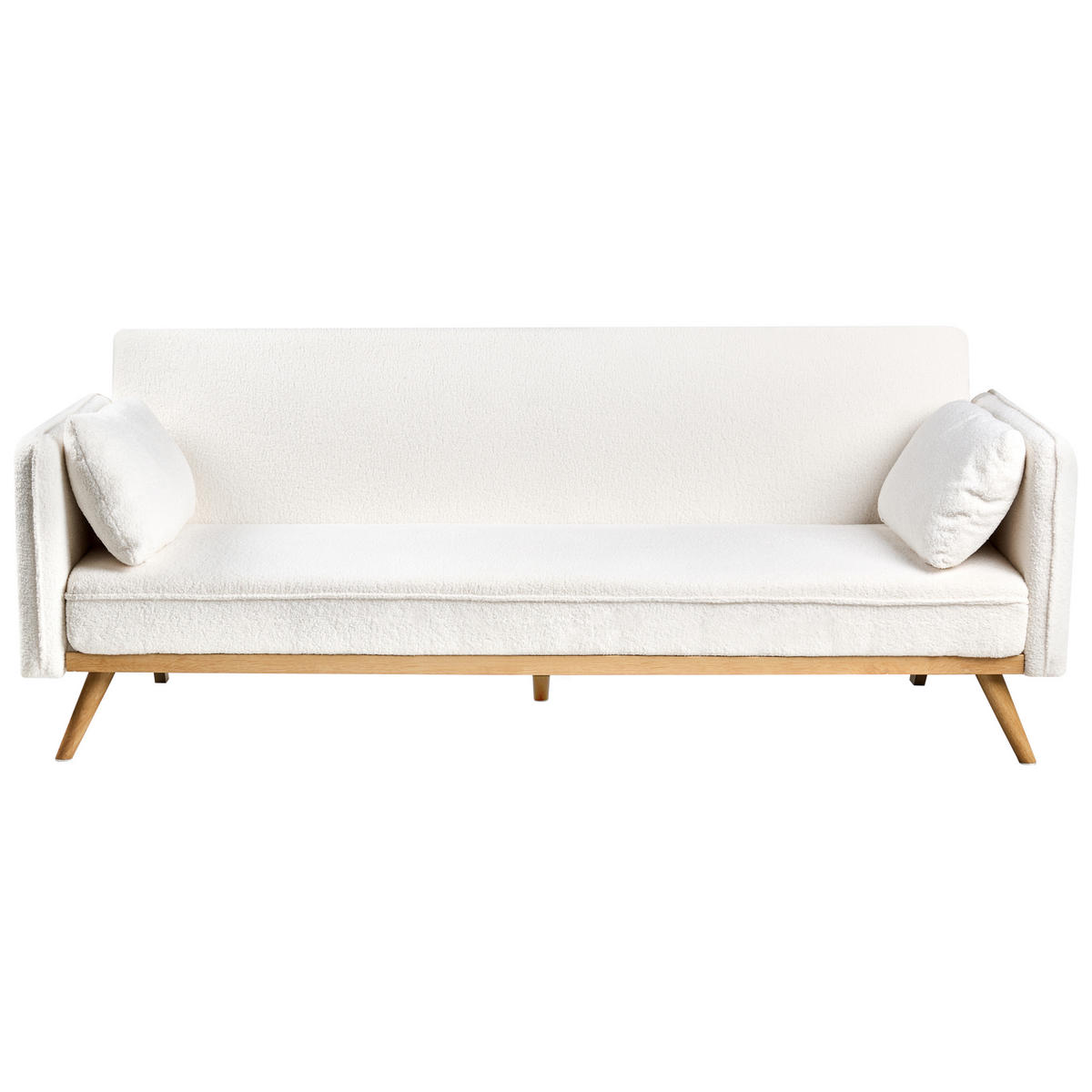 SCHLAFSOFA Bouclé Cremeweiß Asaa - Creme/Weiß, Textil (205/76/80cm) - Beliani
