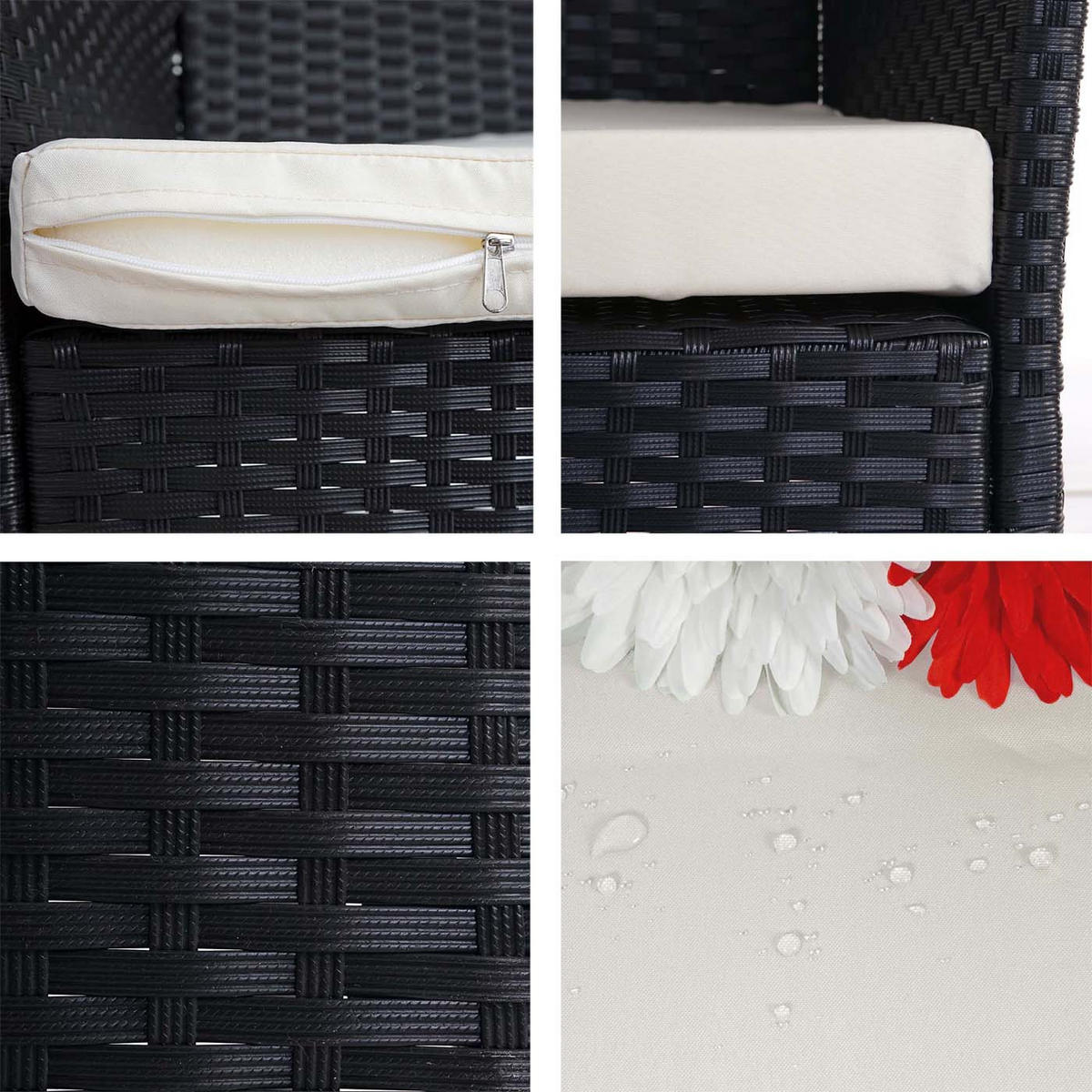 GARTENSESSEL Andi 2er-Set HxBxT 83x59x60cm Sitzhöhe 47cm Anthrazit Kissen Creme - Anthrazit, Kunststoff (59/83/60cm) - PROREGAL