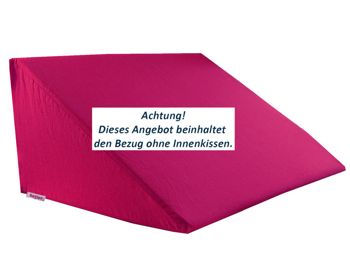 KEILKISSENBEZUG Basic 100% Baumwolle pink 62/49/30 cm - Pink, Textil (62/49cm) - beties Heimtextil