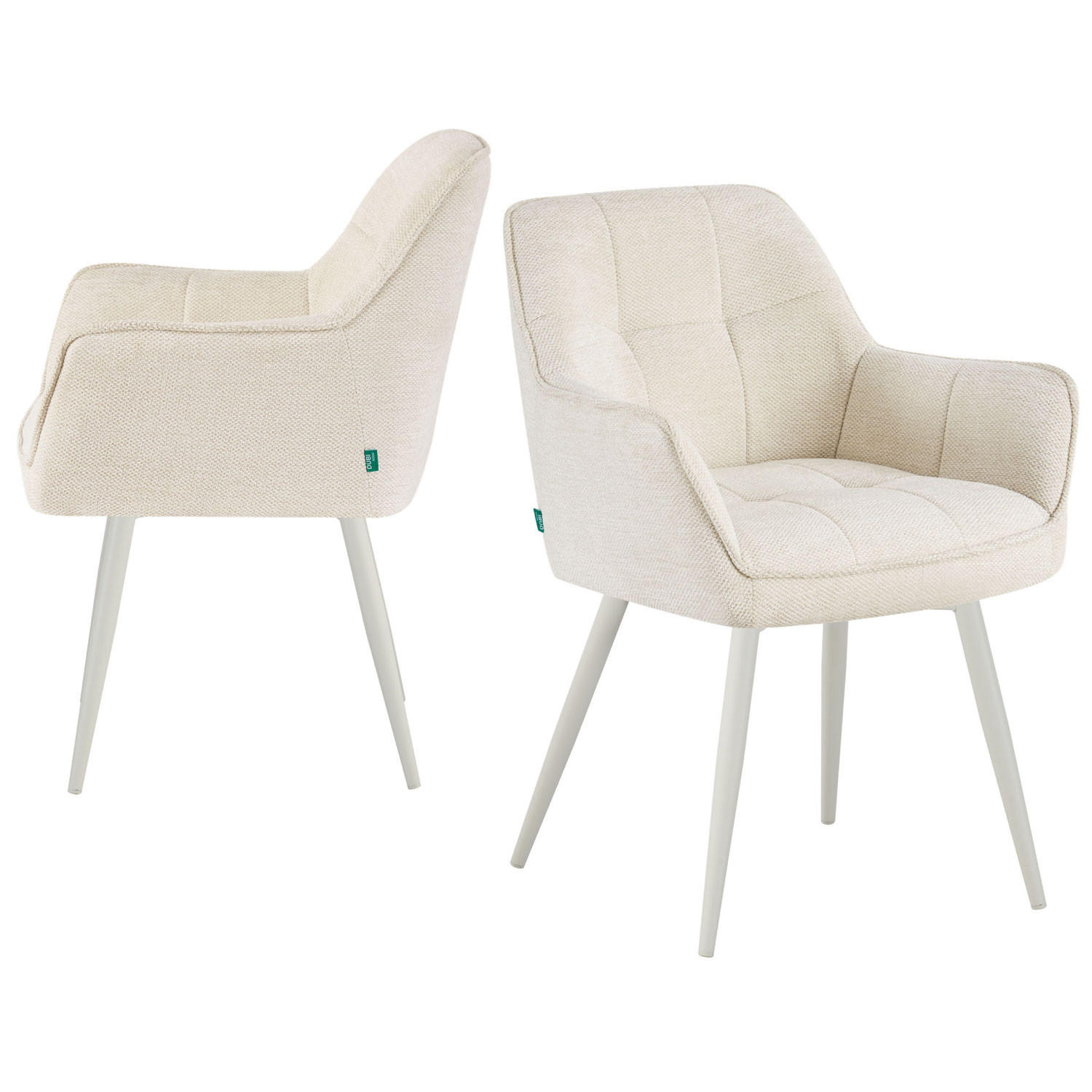 ESSZIMMERSTUHL THOMAS-JILL 2er-Set 4-Fuss-Gestell - Creme/Weiß, Textil (61/82/62cm) - DUBI Möbel