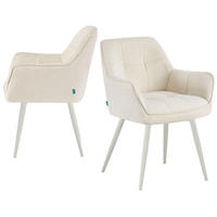 ESSZIMMERSTUHL THOMAS-JILL 2er-Set 4-Fuss-Gestell - Creme/Weiß, Textil (61/82/62cm) - DUBI Möbel