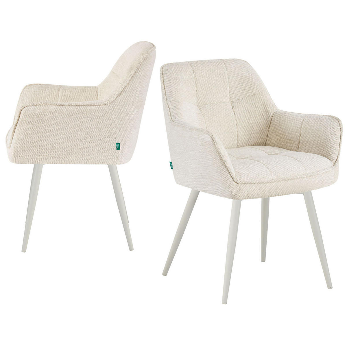 ESSZIMMERSTUHL THOMAS-JILL 2er-Set 4-Fuss-Gestell - Creme/Weiß, Textil (61/82/62cm) - DUBI Möbel