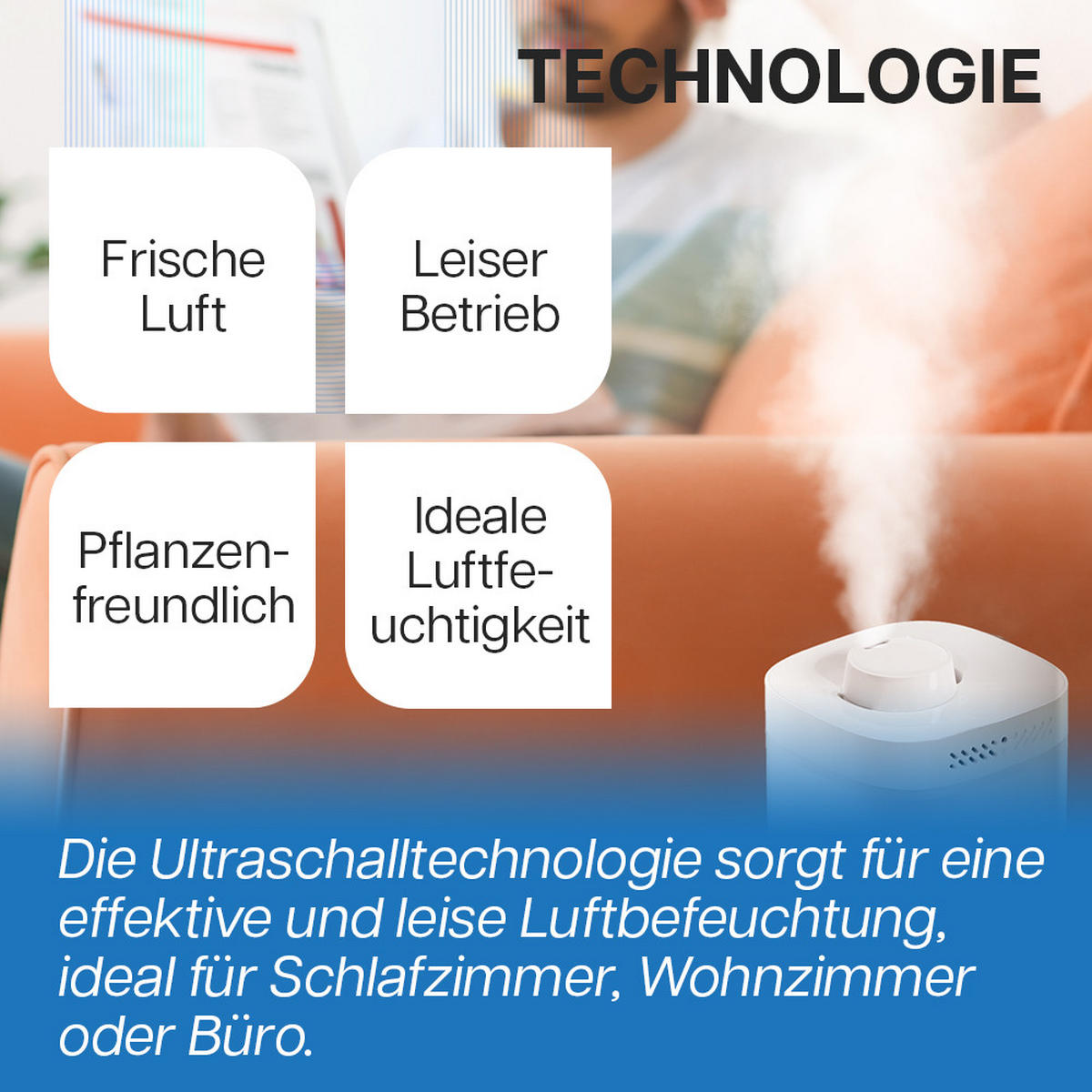 LUFTBEFEUCHTER 3,5L Luftreiniger und Raumbefeuchter - Weiß, Kunststoff (15/27.7/15cm)