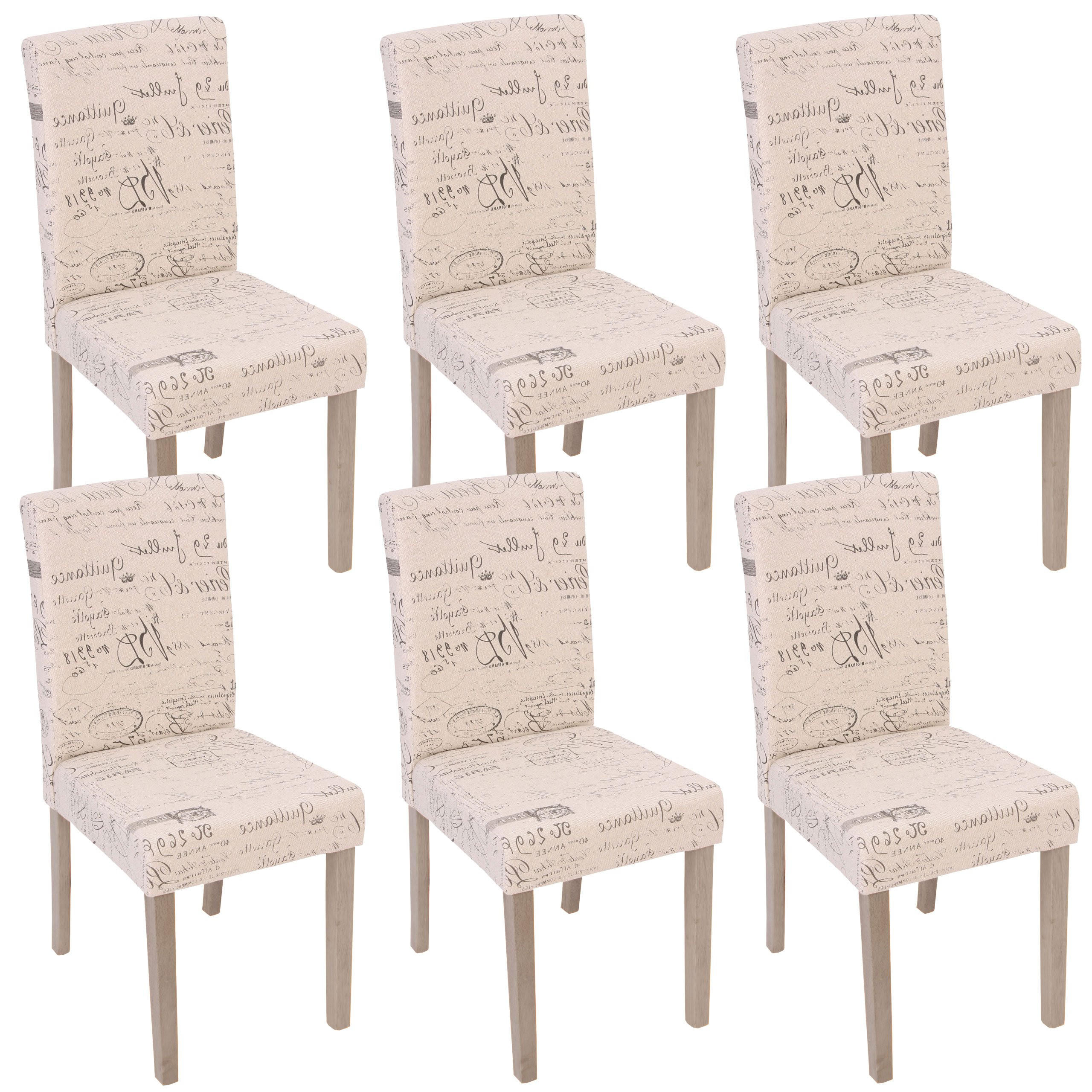 ESSZIMMERSTUHL SCHRIFT Beige 6er-Set - Beige/Creme, Textil (43/90/56cm) - MCW