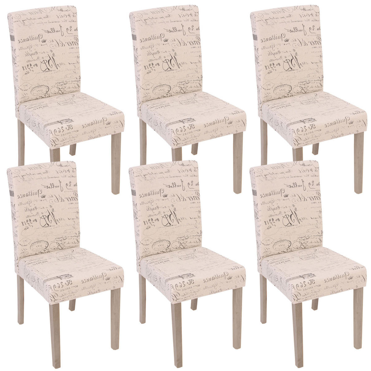 ESSZIMMERSTUHL SCHRIFT Beige 6er-Set - Beige/Creme, Textil (43/90/56cm) - MCW