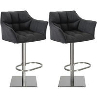 BARHOCKER 2er Set Stoff Dunkelgrau - Edelstahlfarben/Dunkelgrau, Textil/Metall (64/88/45cm) - CLP