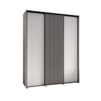 SCHWEBETÜRENSCHRANK 205,2/200/60 3-türig - Schwarz/Weiß, Holz/Metall (200/205.2/60cm) - Abiks Möbel