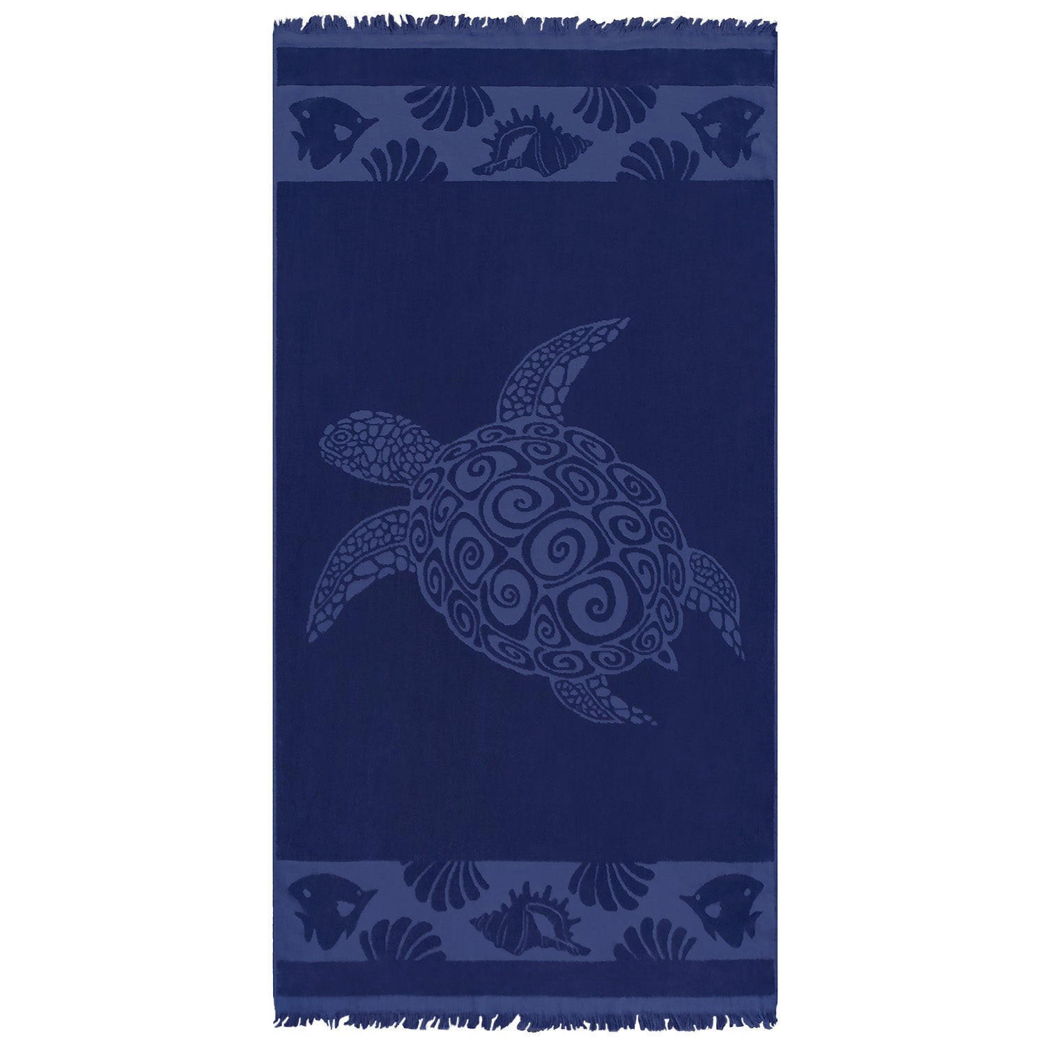 STRANDTUCH Frottee Velours Jacquard Blau 90x170 340g/m² - Kelly - Blau, Textil (170/90cm) - LE COMPTOIR DE LA PLAGE
