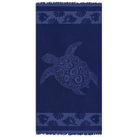 STRANDTUCH Frottee Velours Jacquard Blau 90x170 340g/m² - Kelly - Blau, Textil (170/90cm) - LE COMPTOIR DE LA PLAGE