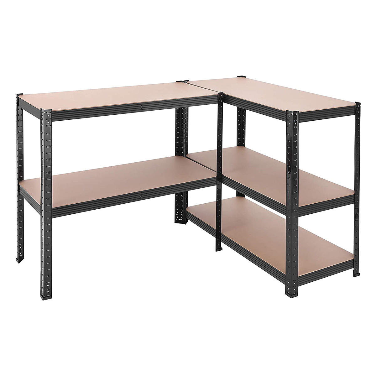 REGAL im Industrial-Stil mit 5 Ebenen, umwandelbar in einen Schreibtisch - L90 x H180 cm - Schwarz, Holzwerkstoff (40/180/90cm) - Calicosy