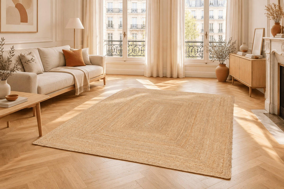 TEPPICH Design handgefertigt Jute beige - Beige, Naturmaterialien (120/170cm) - AFK Living