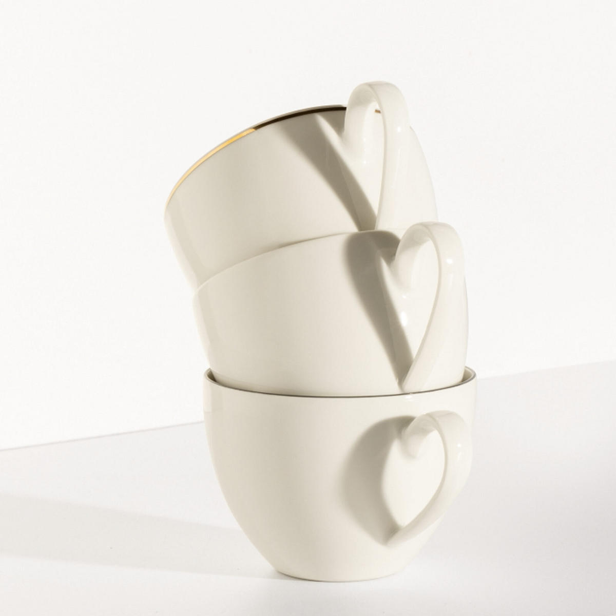 MILCHKAFFEETASSEN MIT UNTERTASSEN Savona Goldlinie creme 340 ml 6er Set - Creme, Keramik (16/8.9/16cm) - Seltmann Weiden