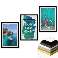 WANDBILDER 3er-Set - 40x60 cm Schwarzer Rahmen - Inspiration für ein Fahrrad mit Seeboot - Schwarz, Kunststoff (40/60cm) - ArtPrintCave