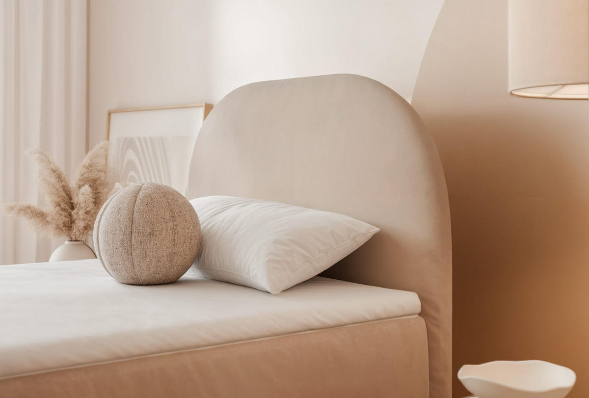 BOXBETT NOELIA 100/200 cm Öffnung links, mit Matratze, Beige - Beige, Holzwerkstoff/Textil (100/200cm) - Idohome
