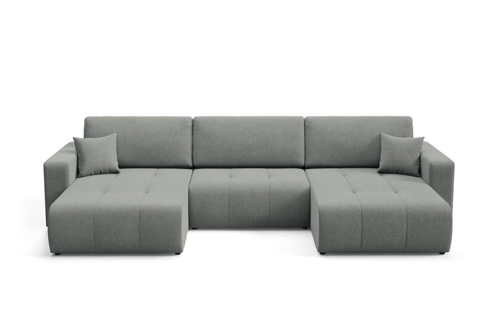 WOHNLANDSCHAFT Augusto - Grau, Holzwerkstoff/Textil (344/82/149cm) - Fun Möbel