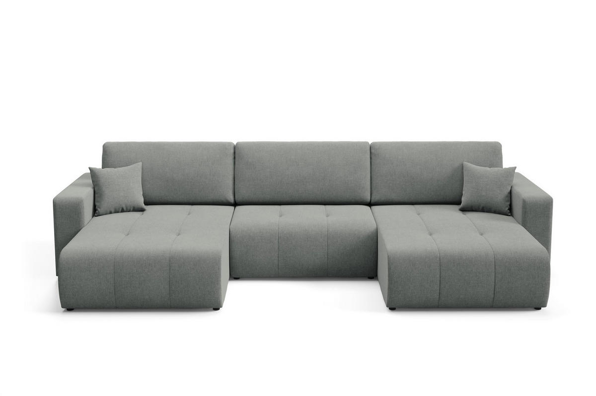 WOHNLANDSCHAFT Augusto - Grau, Holzwerkstoff/Textil (344/82/149cm) - Fun Möbel