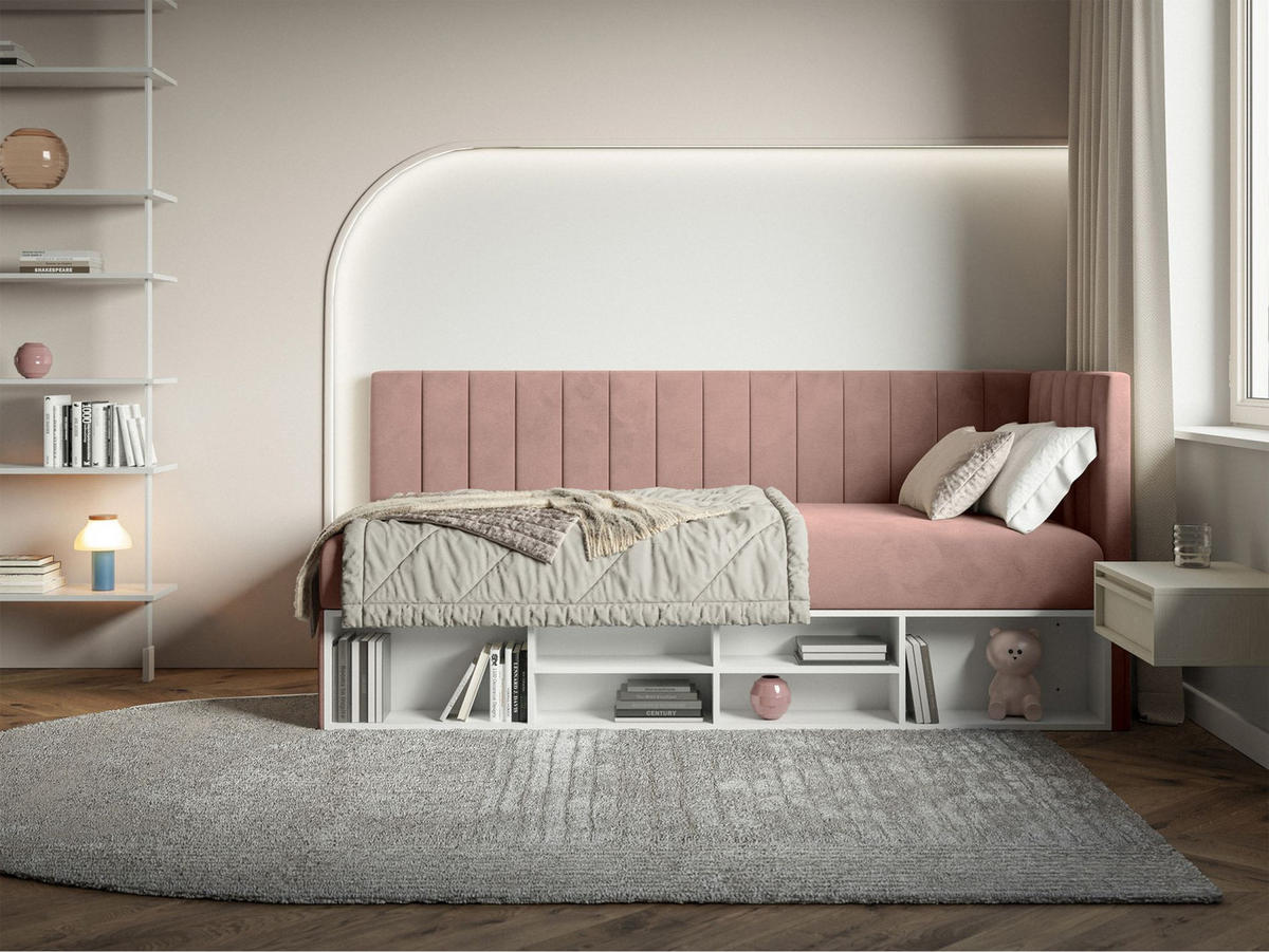 JUGENDBETT Ventrio Hellrosa Easy-Clean-Samtbezug 90x200 cm - Hellrosa, Kunststoff/Textil (90/200cm) - Selsey