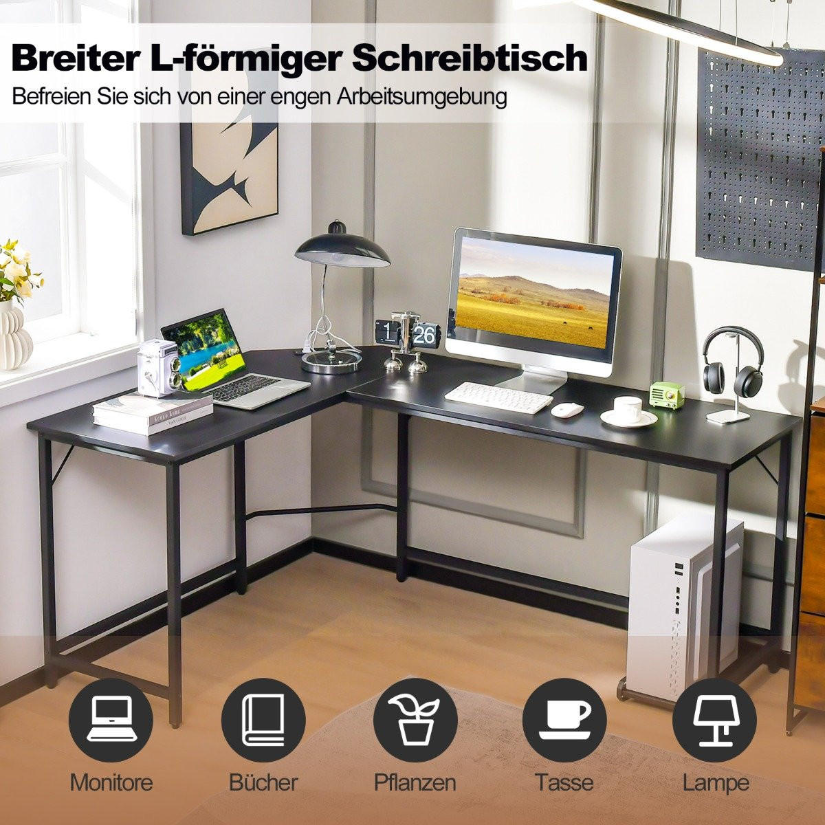 SCHREIBTISCH Schwarz Holzwerkstoff 125/50/74.5 cm - Schwarz, Holzwerkstoff (125/50/74.5cm) - Gemütlich Home