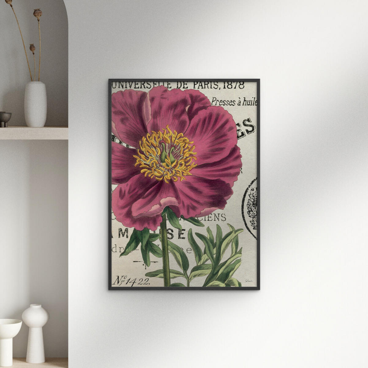 POSTER mit Rahmen Wild Apple - Global - Pink/Schwarz, Holz/Papier (30/40cm) - Poster&Frame