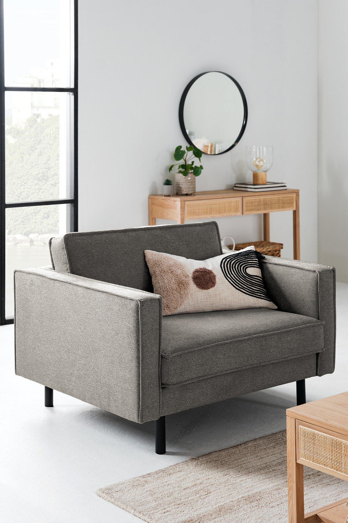 XL SESSEL - Dunkelgrau/Schwarz, Wellpappe/Textil (117/81/96cm) - home24