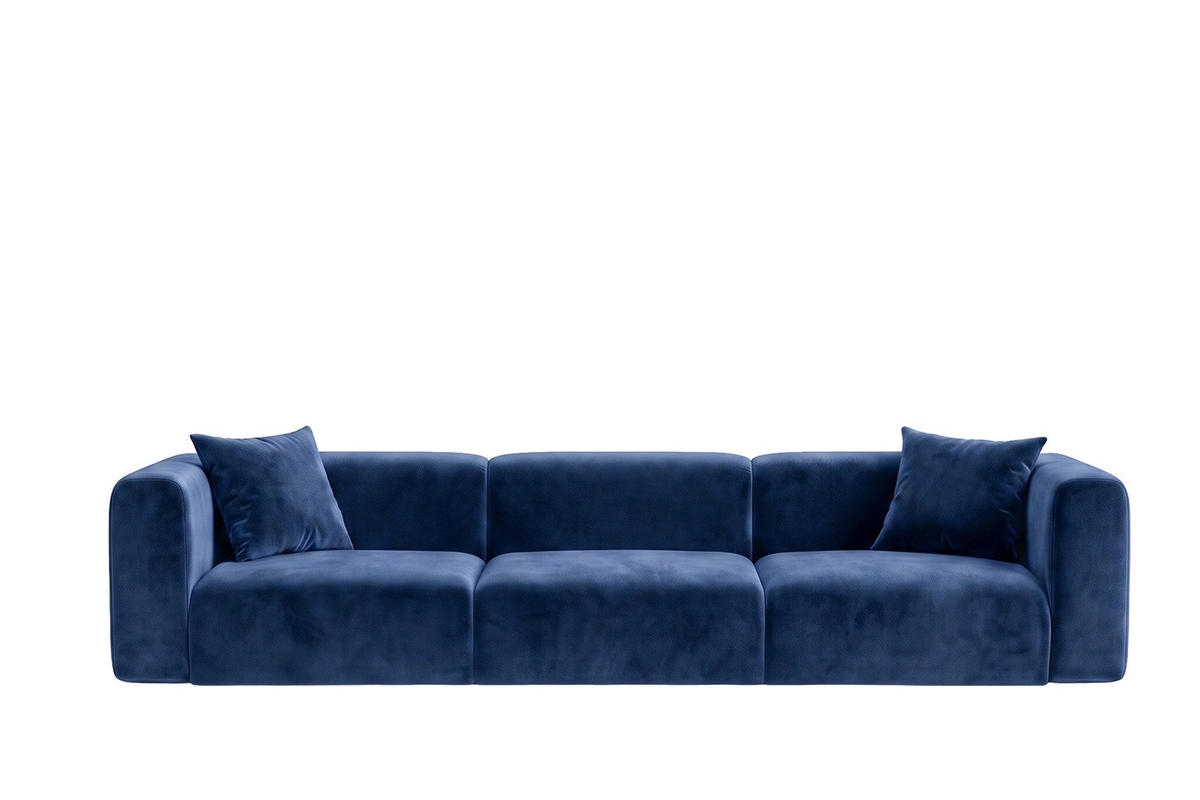 SOFA 3-Sitzer, Velvet-Stoff Bluvel, Tintenblau, GRETA - Blau, Holz (319/70/89cm) - Kaiser Möbel