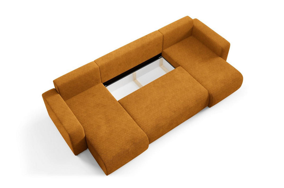 ECKSOFA mit Schlaffunktion Gelb - Currygelb, Textil (318/145cm) - Furnisell