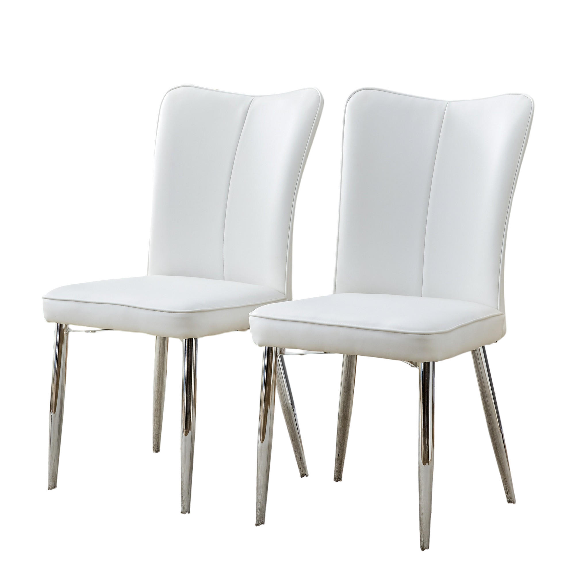 STUHL-SET DE-36517 2 Stück mit PU-Bezug und Metallbeinen Schwarz - Weiß, Metall (44/89/45cm) - ComfortXL