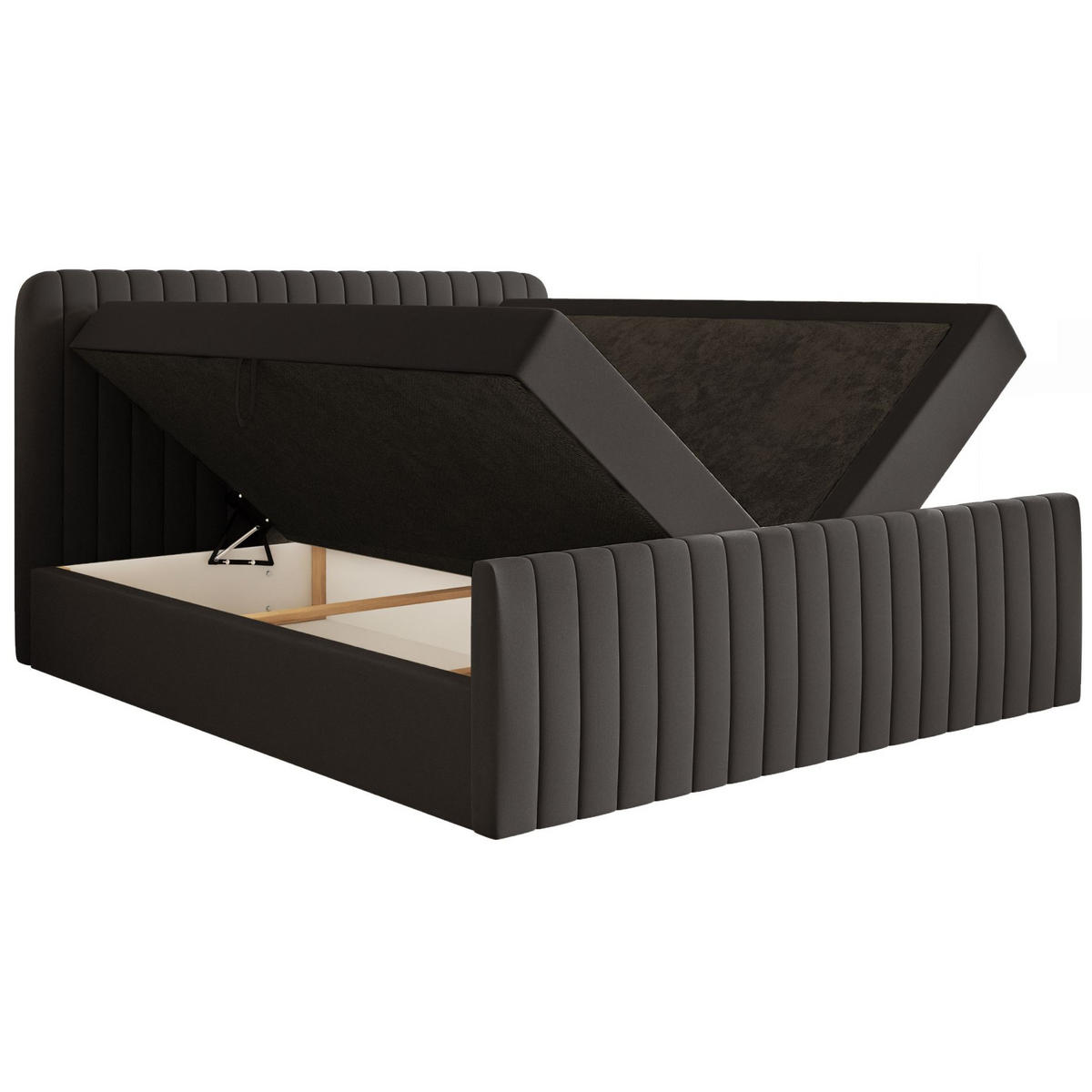 BOXBETT Saliano mit Topper und Chenille-Bezug Graphit, 160x200 cm - Graphitfarben, Kunststoff/Textil (160/200cm) - Selsey