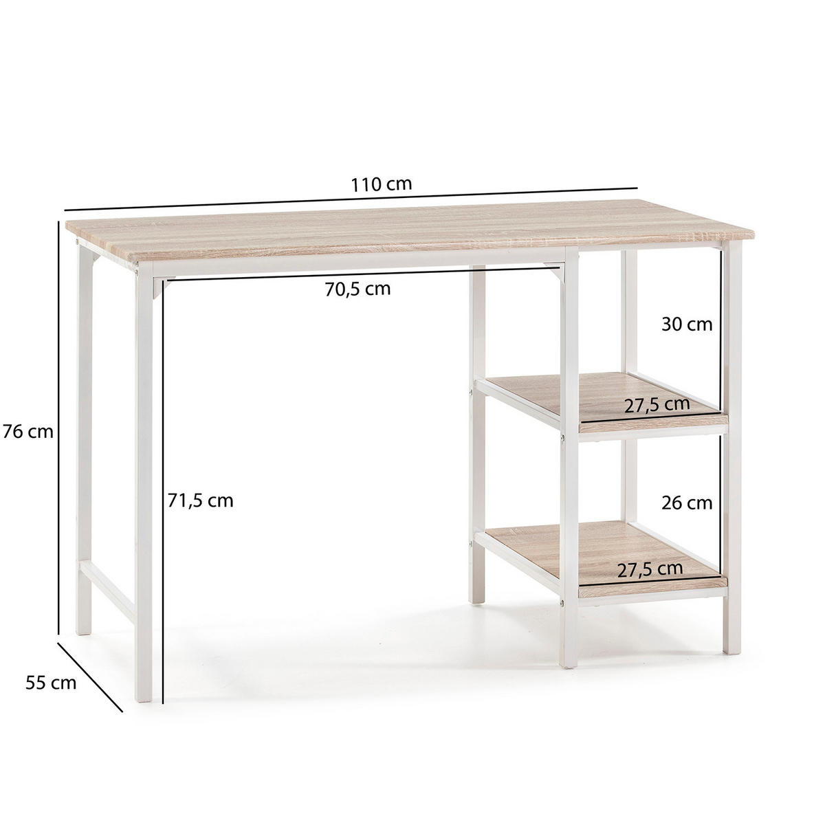 SCHREIBTISCH 110/55/76 Colon Weiß - Weiß, Holzwerkstoff (55/110/76cm) - VS Venta-stock
