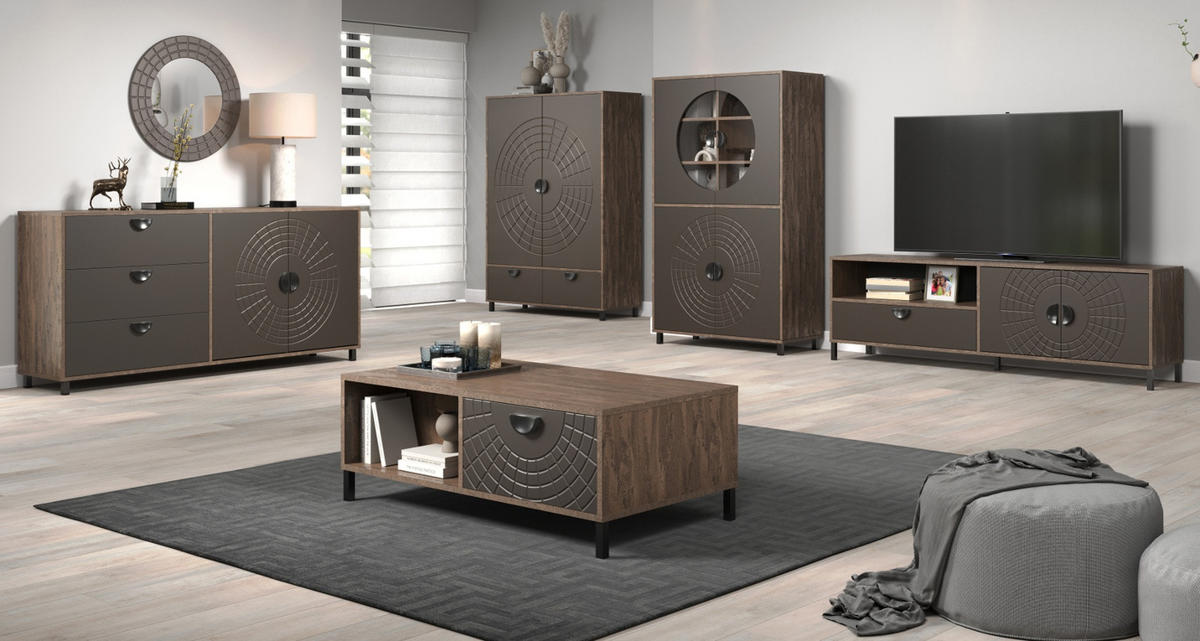 HIGHBOARD Bronze und Rostoptik 120 x 163 cm, Kommode mit Soft-Close - Rostfarben/Schwarz, Holzwerkstoff/Metall (120/163/42cm) - Top.Furn