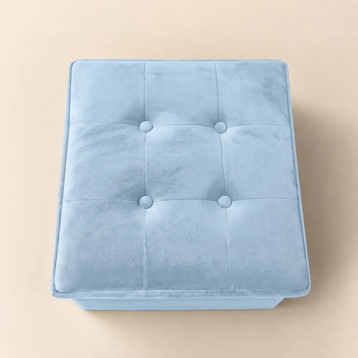 SAMTPOUF mit Stauraum 38/38/38 cm - Blau, Textil (38/38/38cm) - SCENA LIVING