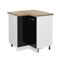 ECKUNTERSCHRANK R-Line Schwarz Hochglanz 75.6 cm, AP Eiche - Schwarz Hochglanz/Schwarz, Holzwerkstoff (75.6/81.6/60cm) - Vicco