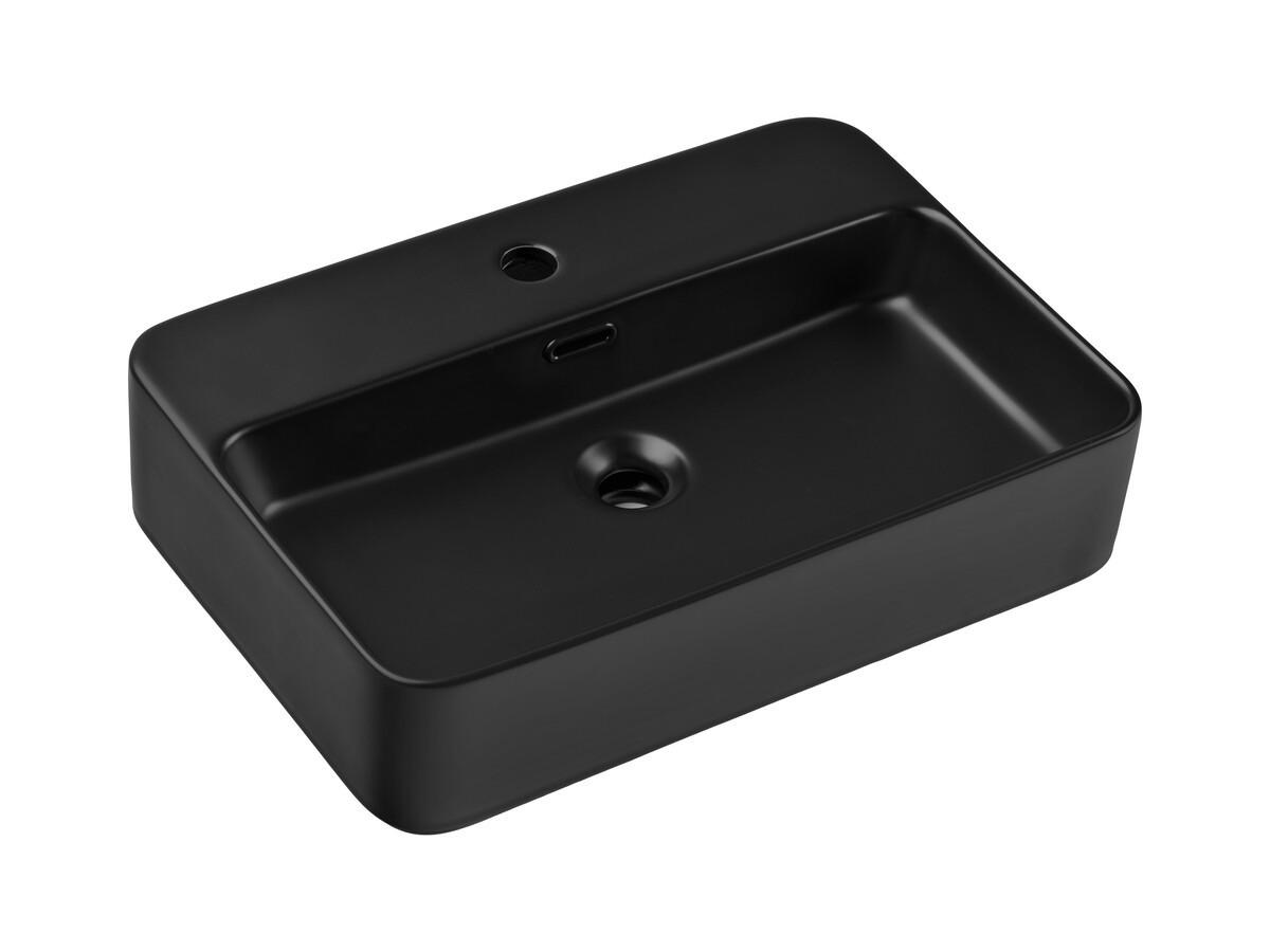 WASCHTISCHKOMBI 90cm 3 Teile - Ocean Black O BM453 in Schwarz/ Geölter Eiche - Eichefarben/Schwarz, Holz/Keramik (90/57/46cm)