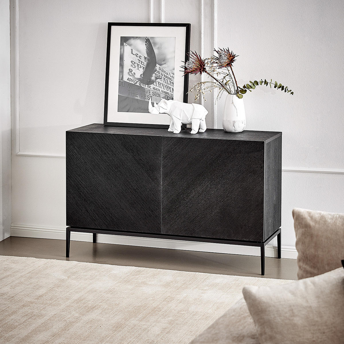 SIDEBOARD - 120 cm - Schwarz, Holzwerkstoff (120/75/40cm) - home24