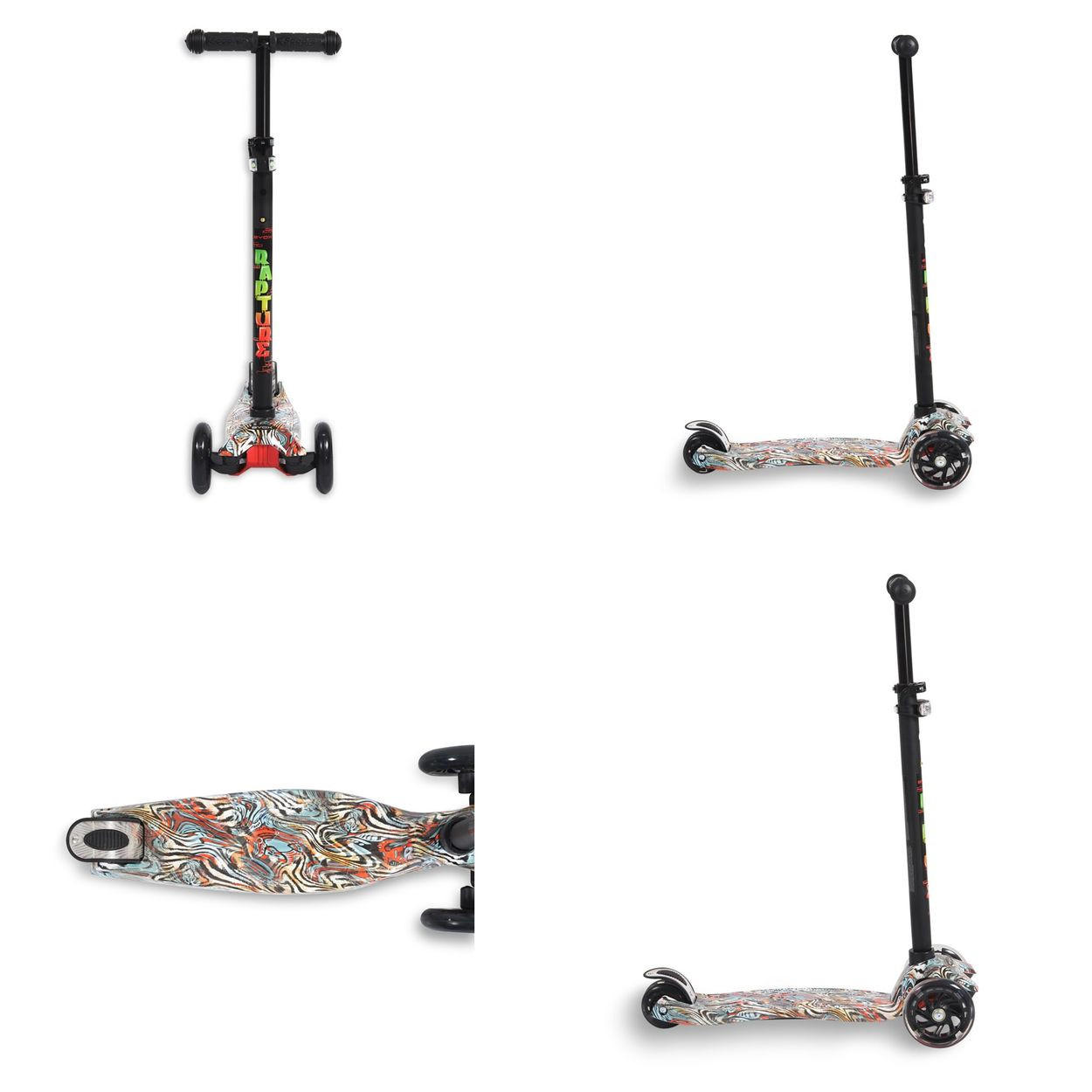 KINDERROLLER Rapture türkis aus Alu, Wassertransferdruck, PU Leuchträder - Schwarz, Metall (54/13/87cm)