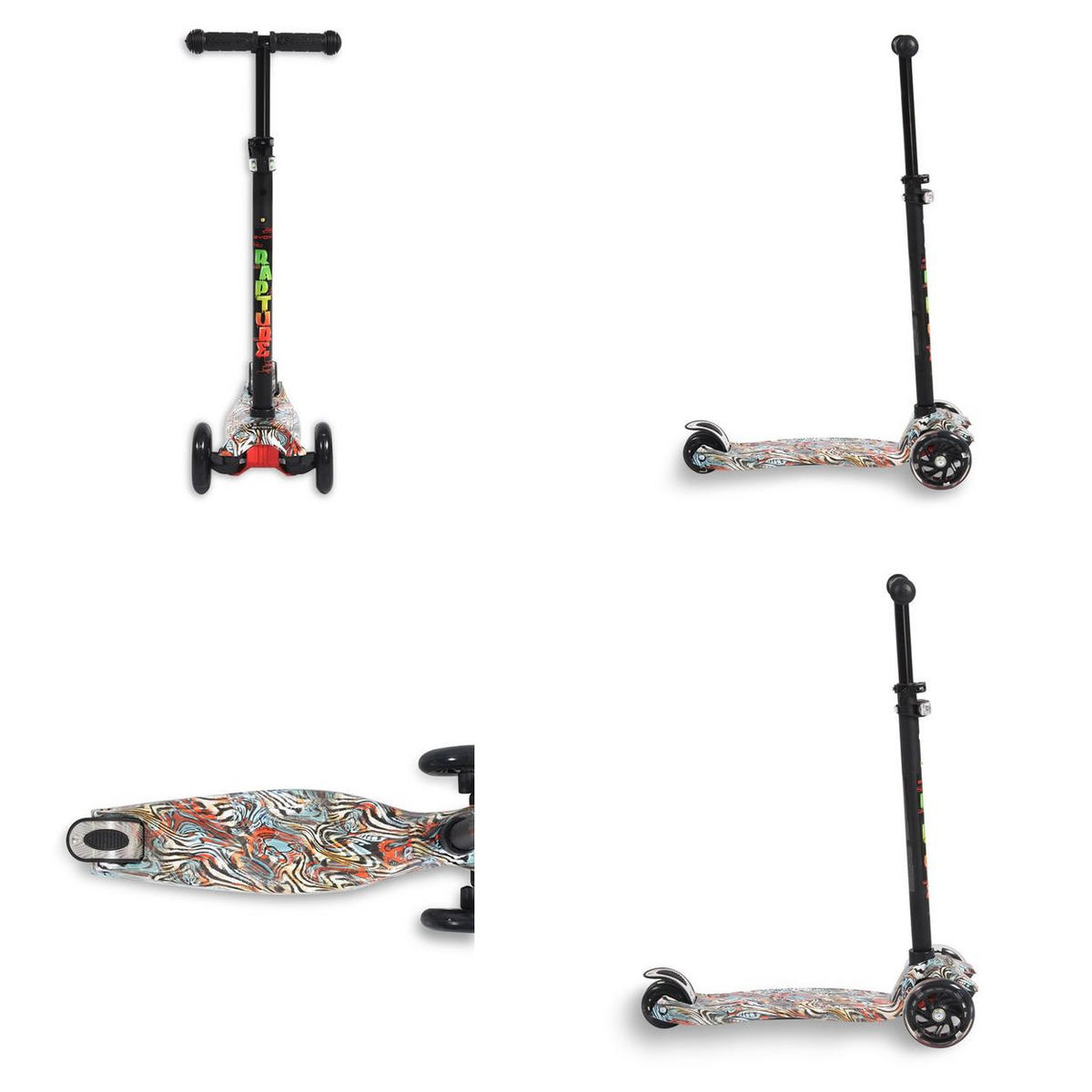 KINDERROLLER Rapture türkis aus Alu, Wassertransferdruck, PU Leuchträder - Schwarz, Metall (54/13/87cm)
