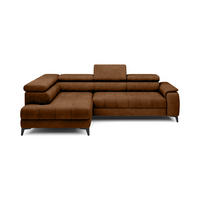 ECKSOFA CHIVAS Freistehend , Schlaffunktion, 278×197×76/98 cm, Stoff - Element, Hellbraun, Linke Seite - Hellbraun/Schwarz, Holz/Textil (278/197cm) - DomoHome