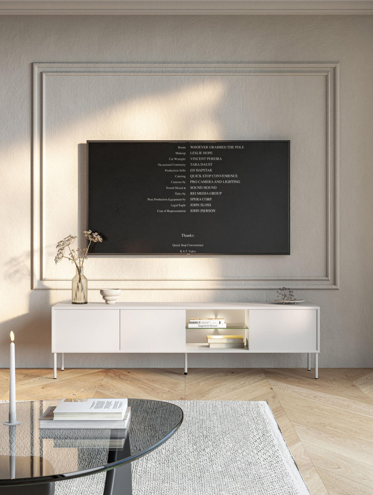 TV-SCHRANK Modivi Weiß 175 cm - Weiß, Holzwerkstoff/Metall (175/47.5/31.2cm) - Selsey
