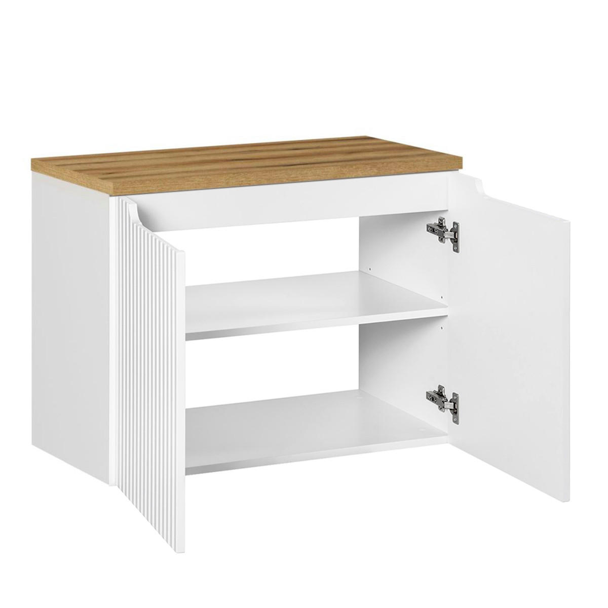 SKŘÍŇKA POD UMYVADLO 80cm Riva Bílá a dřevo - bílá, kompozitní dřevo (80/57/40cm) - Petits-meubles