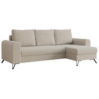 ECKSOFA Hugo Boucle Beige - Beige/Schwarz, Textil/Metall (242/140cm) - MKS