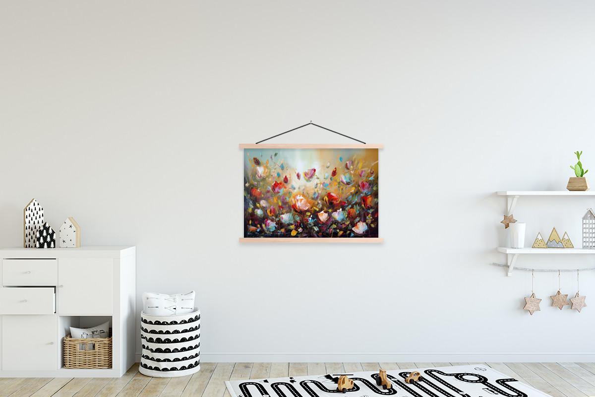 POSTER Blumen - Kunst - Natur - Ölgemälde 90x60 cm - Multicolor, Textil (90/60/0.15cm) - MuchoWow