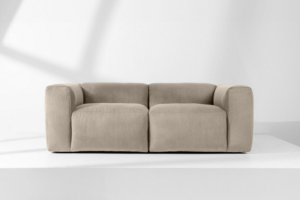 2-SITZER-MODULSOFA BUFFO mit extrem weicher und bequemer Sitzfläche, Kordstoff, beige - Beige, Textil (210/73/96cm) - KONSIMO®